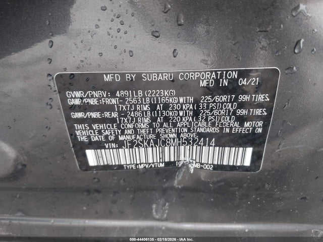 JF2SKAJC8MH532414 Subaru Forester Premium
