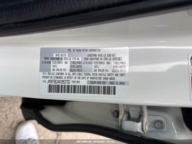 44406155 :رقم المزاد ، JM3KFBE24K0653793 vin ، 2019 Mazda Cx-5 Signature W/diesel مزاد بيع