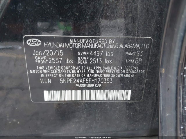 2015 HYUNDAI SONATA 5NPE24AF6FH170353 Photo 8