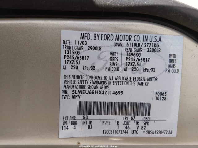 2004 LINCOLN AVIATOR 5LMEU68HX4ZJ14699 Photo 8