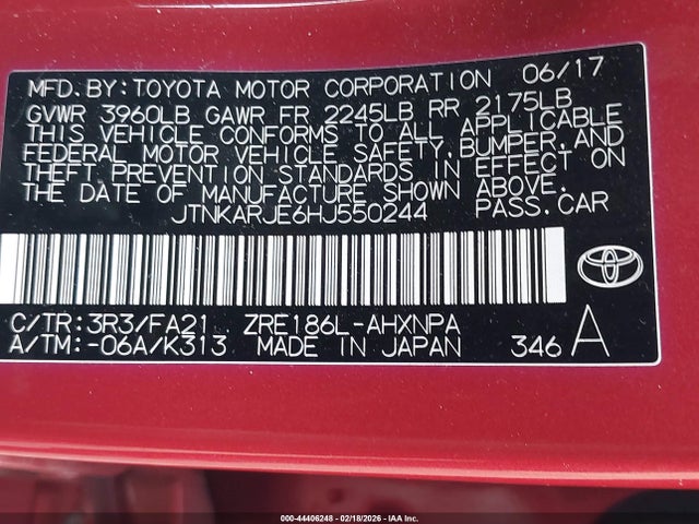 JTNKARJE6HJ550244 Toyota COROLLA IM