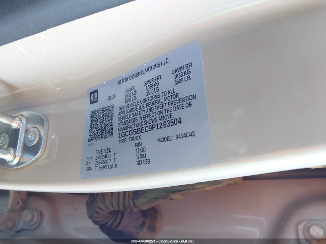 1GCGSBEC9P1263504 Chevrolet Colorado 2wd Short Box Wt