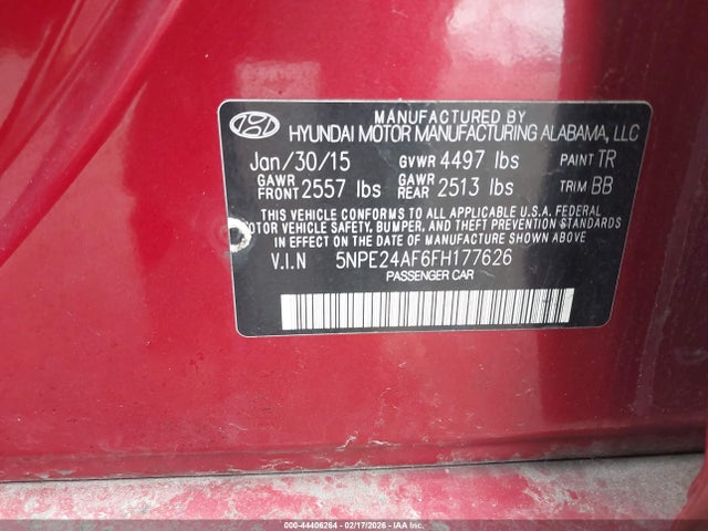 2015 HYUNDAI SONATA 5NPE24AF6FH177626 Photo 8