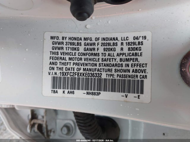 Aukcja sprzedaży 2019 Honda Civic Sport, vin: 19XFC2F8XKE036332, numer aukcji: 44406360