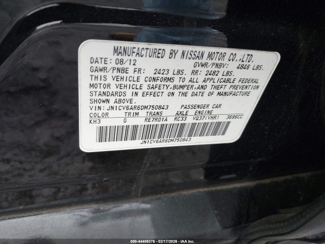 Aukcja sprzedaży 2013 Infiniti G37x, vin: JN1CV6AR6DM750843, numer aukcji: 44406376