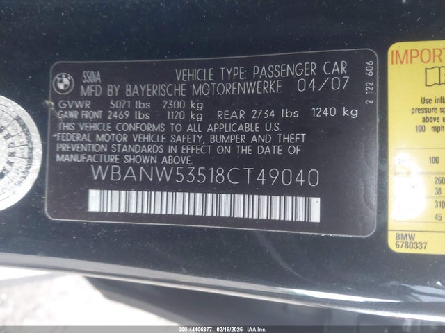 2008 BMW 550I WBANW53518CT49040 Photo 8
