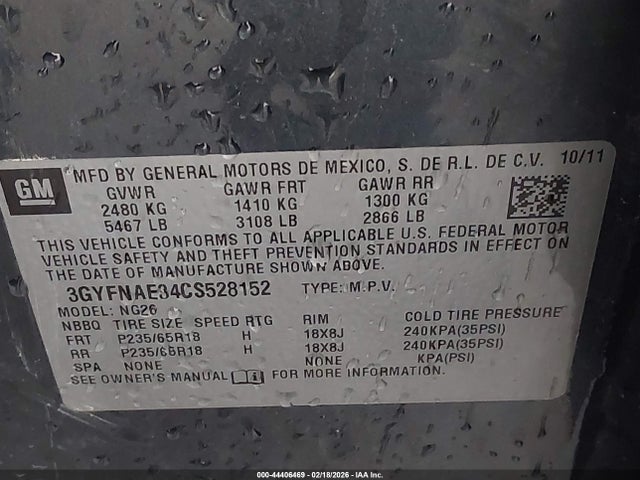 2012 CADILLAC SRX 3GYFNAE34CS528152 Photo 8