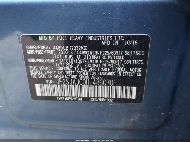 Subaru Forester 2.5i Limited 2017 JF2SJAJC0HH486070 Image 9