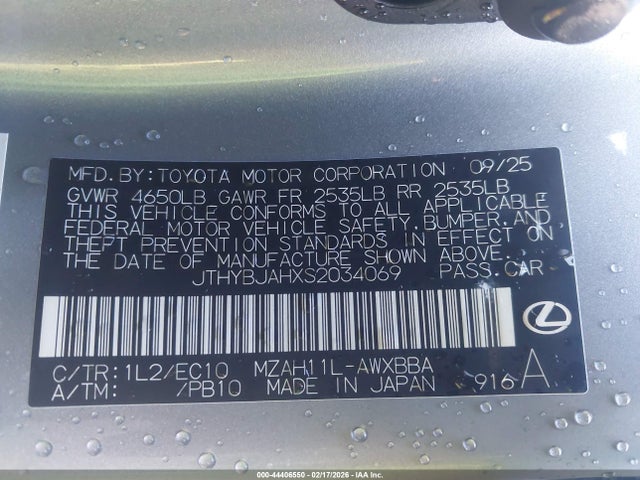 Продаж на аукціоні авто 2025 Lexus Ux 300h Premium, vin: JTHYBJAHXS2034069, номер лоту: 44406550