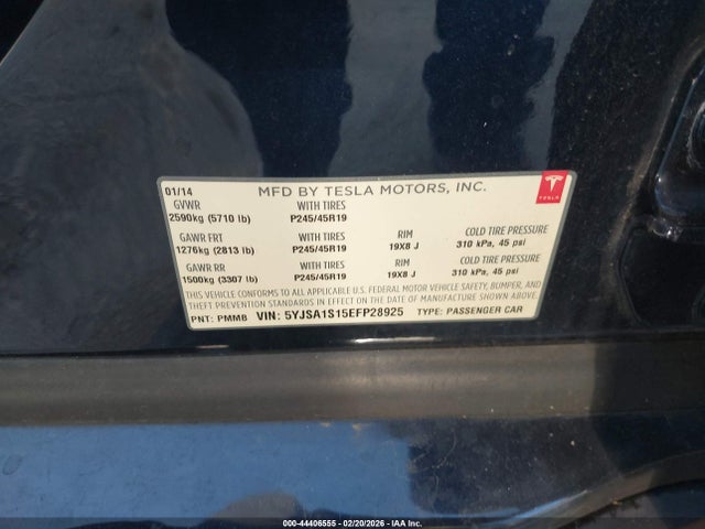 Aukcja sprzedaży 2014 Tesla Model S, vin: 5YJSA1S15EFP28925, numer aukcji: 44406555