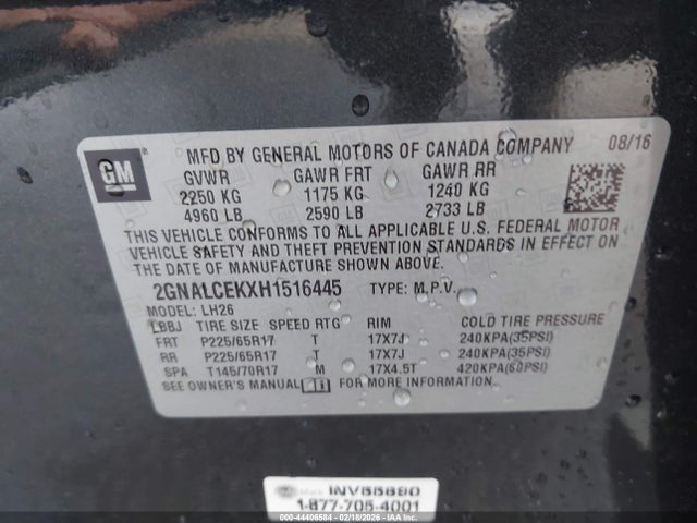 2GNALCEKXH1516445 Chevrolet EQUINOX LT