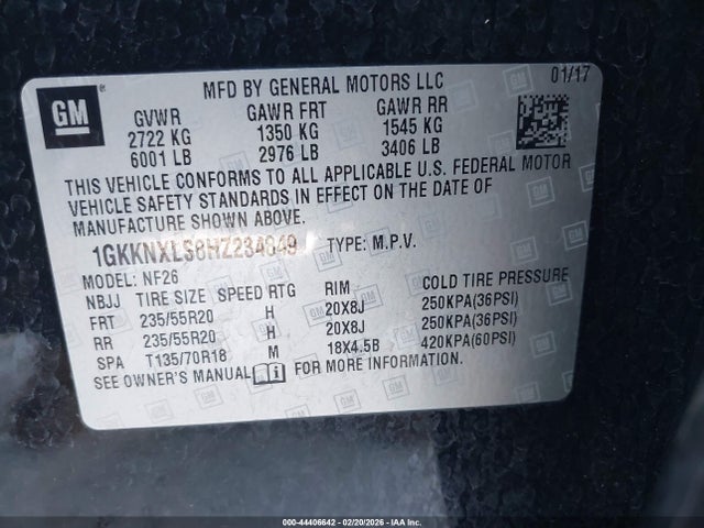 1GKKNXLS8HZ234849 GMC Acadia Denali