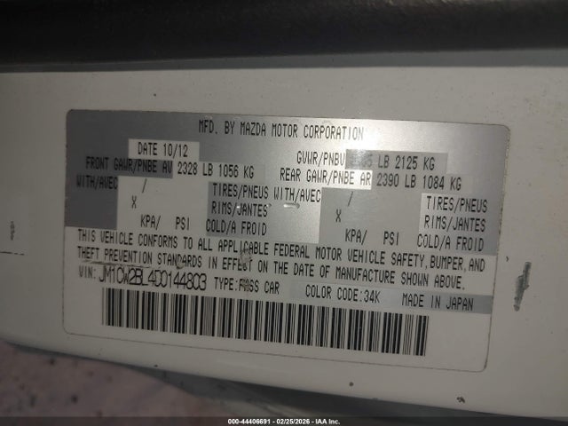 Aukcja sprzedaży 2013 Mazda Mazda5 Sport, vin: JM1CW2BL4D0144803, numer aukcji: 44406691