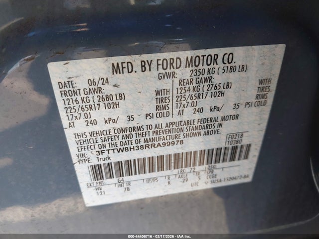 3FTTW8H38RRA99978 Ford Maverick Xlt