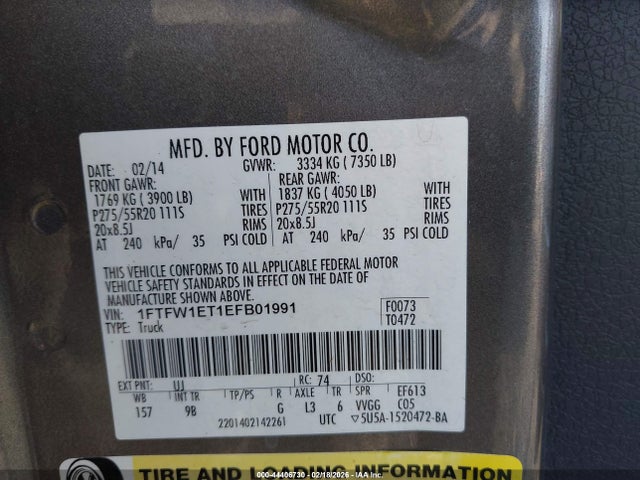 Ford F-150 Platinum 2014 1FTFW1ET1EFB01991 Image 9