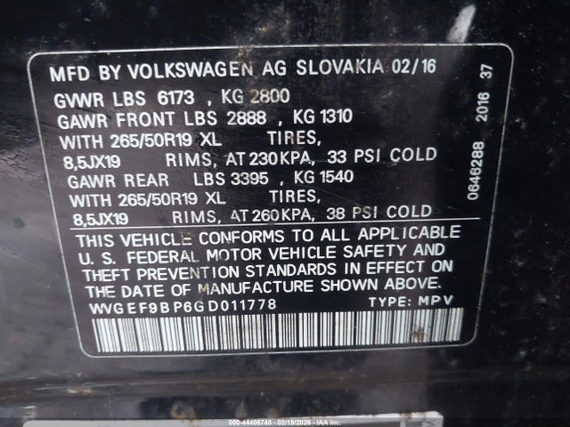 WVGEF9BP6GD011778 Volkswagen Touareg Vr6 Lux