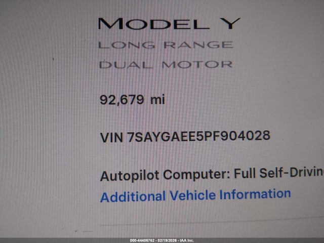 7SAYGAEE5PF904028 Tesla Model Y