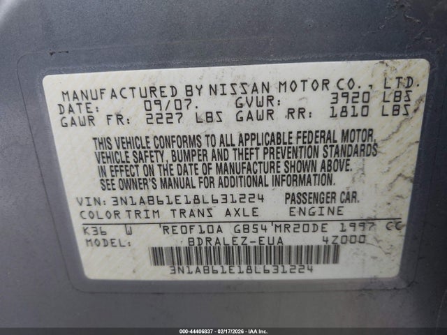 2008 NISSAN SENTRA 3N1AB61E18L631224 Photo 8