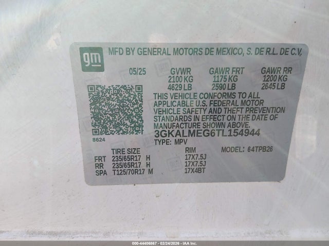 Продажа на аукционе авто 2026 Gmc Terrain Fwd Elevation, vin: 3GKALMEG6TL154944, номер лота: 44406867