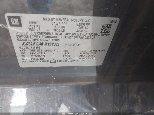 Aukcja sprzedaży 2017 Gmc Yukon Xl Denali, vin: 1GKS2HKJ0HR121582, numer aukcji: 44406900