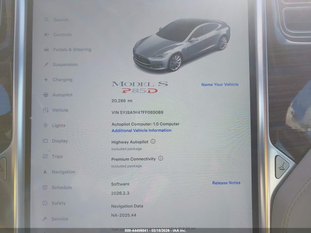 Tesla Model S 85d/p85d 2015 5YJSA1H47FF085089 Image 7