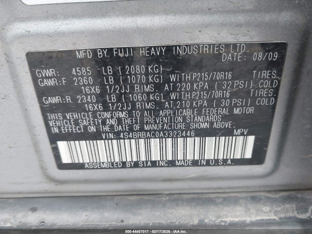 2010 SUBARU OUTBACK 4S4BRBAC0A3323446 Photo 8