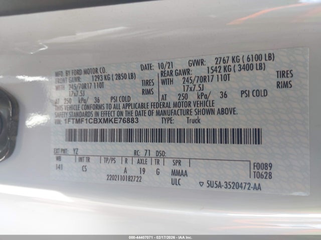 1FTMF1CBXMKE76883 Ford F-150 Xl