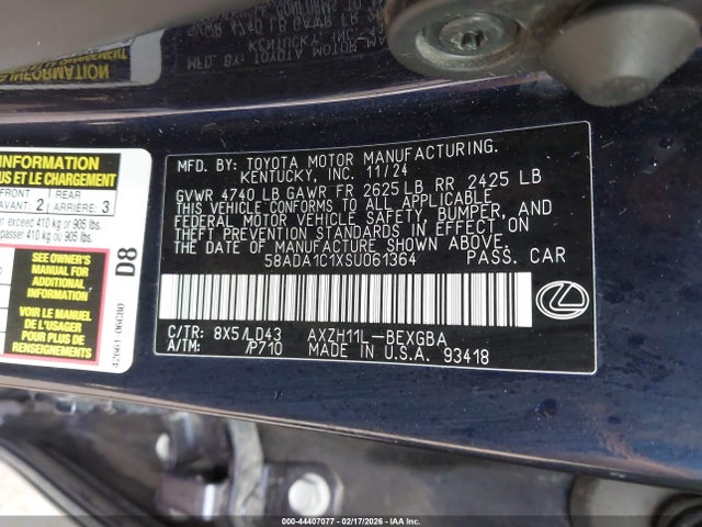 2025 LEXUS ES 300H 58ADA1C1XSU061364 Photo 8