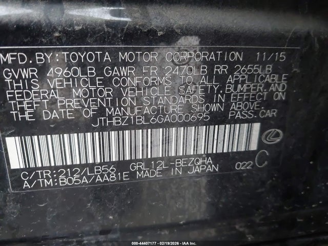 Продажа на аукционе авто 2016 Lexus Gs 350 F Sport, vin: JTHBZ1BL6GA000695, номер лота: 44407177