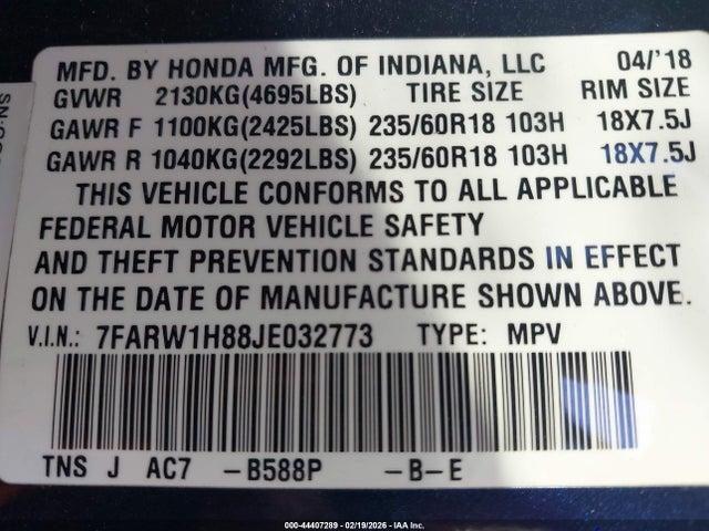 2018 HONDA CR-V 7FARW1H88JE032773 Photo 8