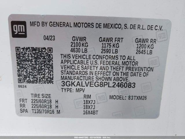 Aukcja sprzedaży 2023 Gmc Terrain Awd Slt, vin: 3GKALVEG8PL246083, numer aukcji: 44407292