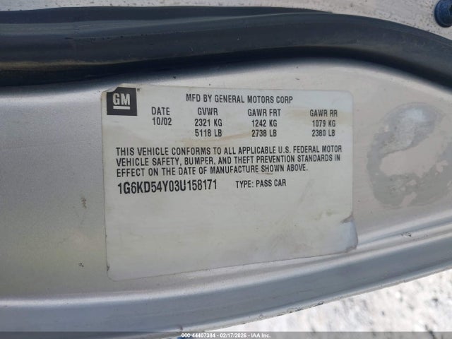 Продаж на аукціоні авто 2003 Cadillac Deville Standard, vin: 1G6KD54Y03U158171, номер лоту: 44407384