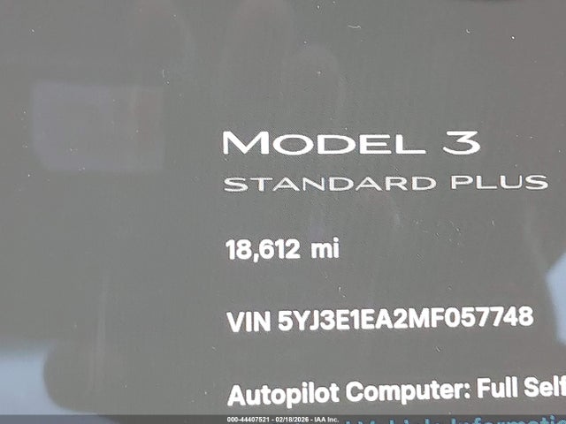 2021 Tesla Model 3 Standard Range Plus Rear-wheel Drive მანქანა იყიდება აუქციონზე, vin: 5YJ3E1EA2MF057748, აუქციონის ნომერი: 44407521