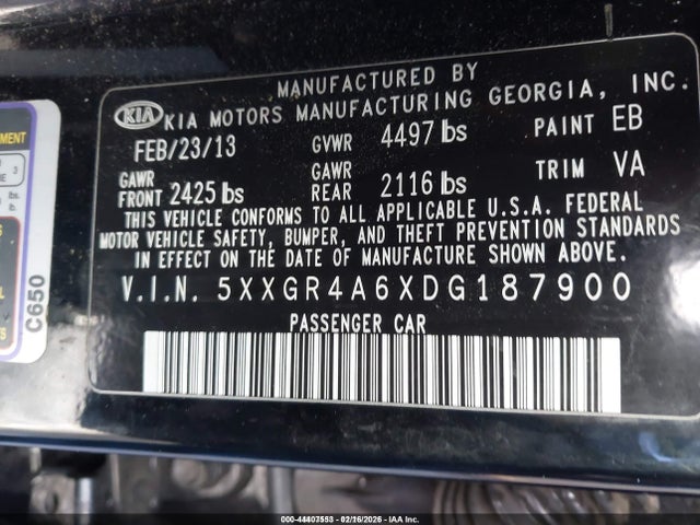 Продажа на аукционе авто 2013 Kia Optima Sx, vin: 5XXGR4A6XDG187900, номер лота: 44407553