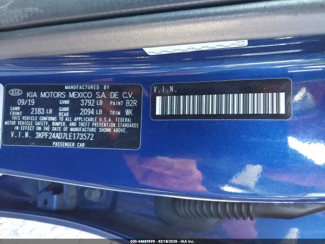 44407570 :رقم المزاد ، 3KPF24AD7LE173572 vin ، 2020 Kia Forte Lxs مزاد بيع