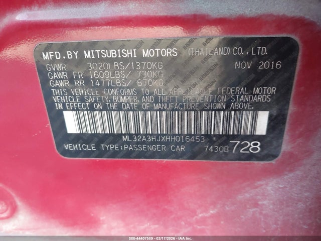 2017 MITSUBISHI MIRAGE ML32A3HJXHH016453 Photo 8