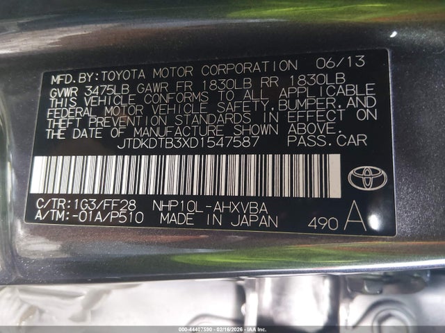 2013 TOYOTA PRIUS C JTDKDTB3XD1547587 Photo 8