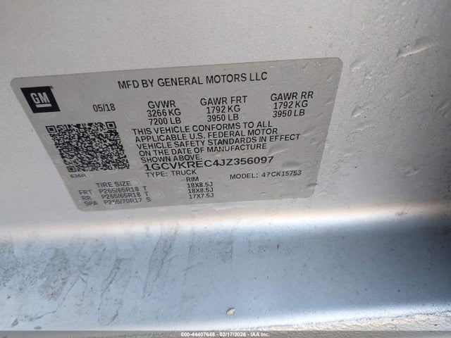 1GCVKREC4JZ356097 Chevrolet Silverado 1500 1lt
