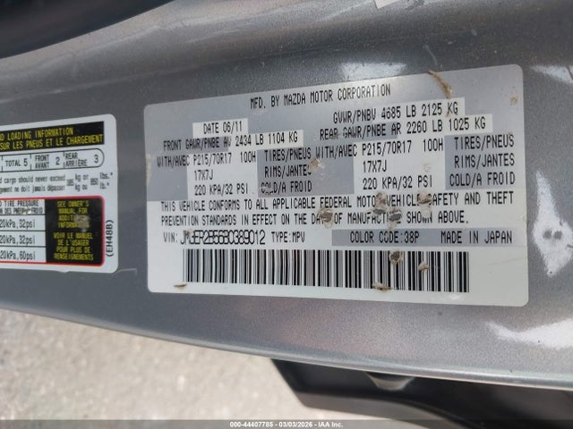 Aukcja sprzedaży 2011 Mazda Cx-7 I Sport, vin: JM3ER2B56B0389012, numer aukcji: 44407785