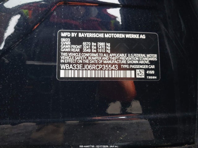 Aukcja sprzedaży 2024 Bmw 760i Xdrive, vin: WBA33EJ06RCP35543, numer aukcji: 44407795