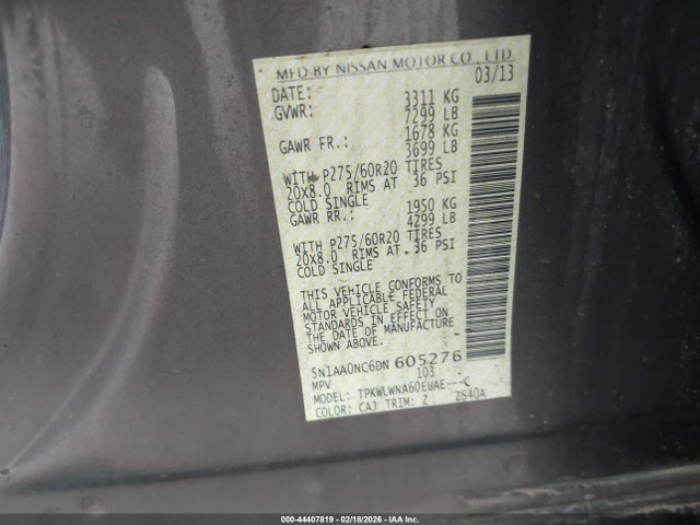 Продаж на аукціоні авто 2013 Nissan Armada Platinum, vin: 5N1AA0NC6DN605276, номер лоту: 44407819
