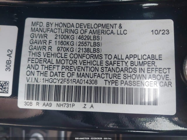 1HGCY2F51RA014308 Honda Accord Hybrid Sport