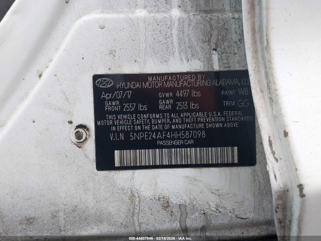 5NPE24AF4HH587098 Hyundai SONATA SE