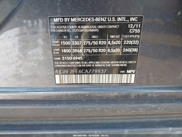 2012 Mercedes-benz Gl 350 Bluetec 4matic მანქანა იყიდება აუქციონზე, vin: 4JGBF2FE6CA779937, აუქციონის ნომერი: 44407904