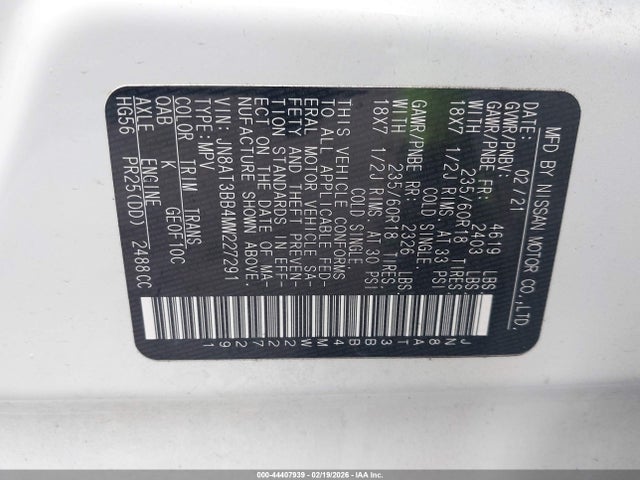 JN8AT3BB4MW227291 Nissan Rogue Sv Intelligent Awd