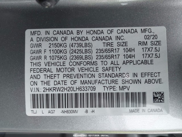 2020 HONDA CR-V 2HKRW2H20LH633709 Photo 8