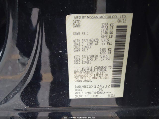 2012 NISSAN TITAN 1N6BA0EJ1CN324232 Photo 8