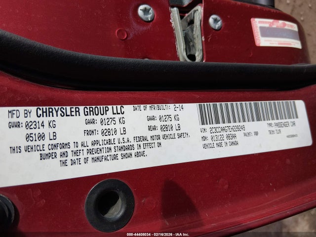 44408034 :رقم المزاد ، 2C3CCAAG7EH228249 vin ، 2014 Chrysler 300 مزاد بيع