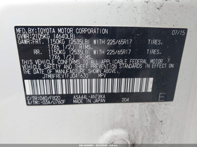 Toyota RAV4 LE 2015 JTMBFREV1FJ041630 Image 9