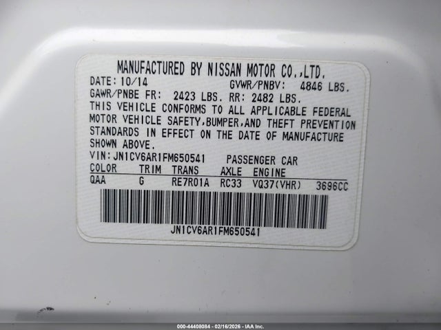 Продажа на аукционе авто 2015 Infiniti Q40, vin: JN1CV6AR1FM650541, номер лота: 44408084
